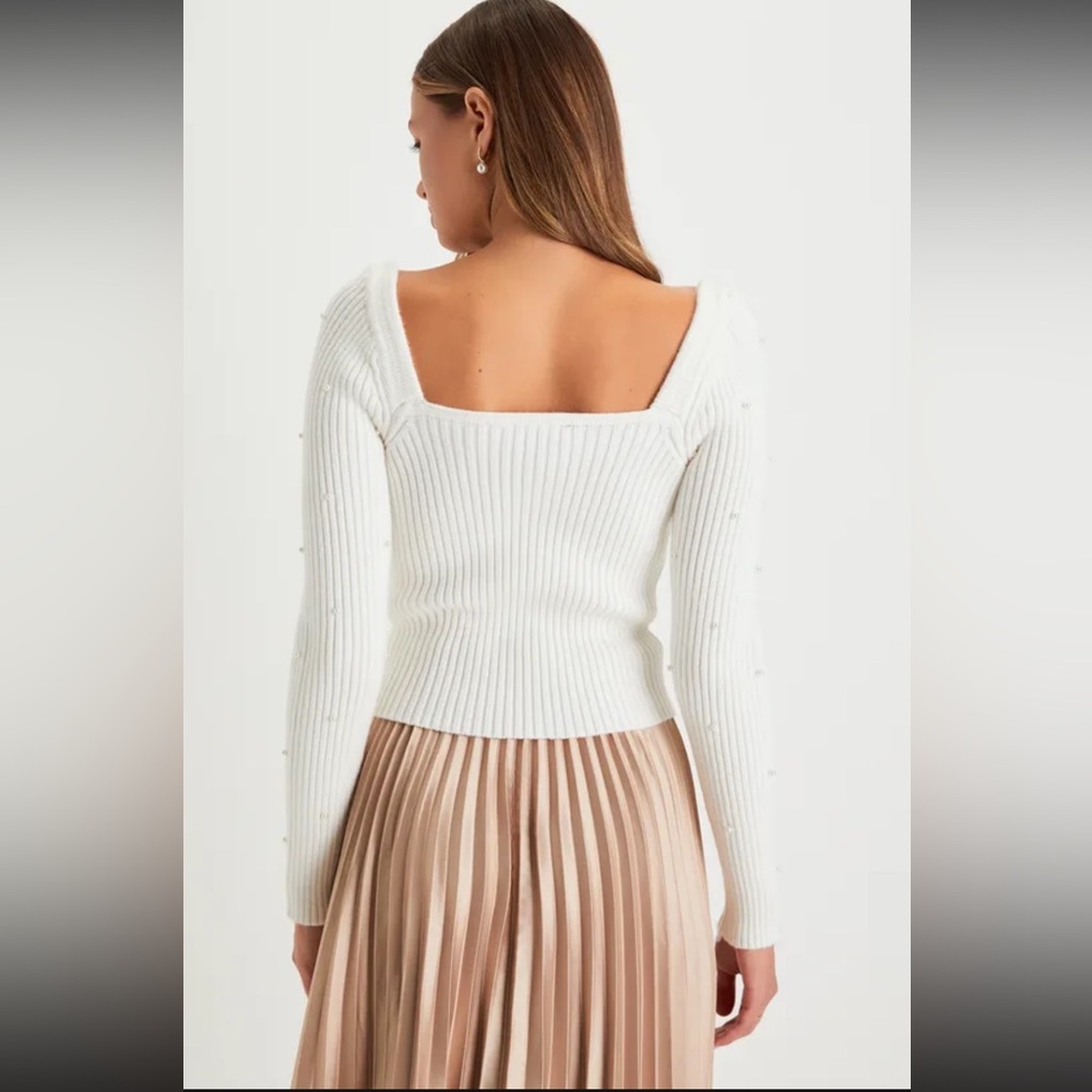 Lulu's White Ribbed Knit Top - Picture 3 of 5